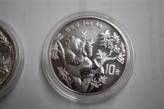 A cased collection of 900 and 925 standard Chinese proof silver commemorative coins